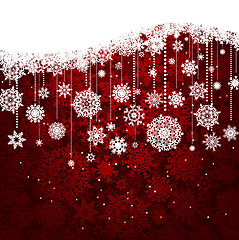 Image showing Red card with christmas snowflakes. EPS 8