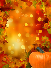 Image showing Autumn Pumpkins and leaves. EPS 8