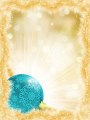 Image showing Christmas ball on golden lights. EPS 8