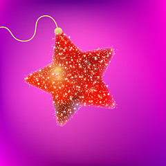 Image showing Postcard with a twinkling red star. EPS 8