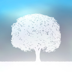 Image showing Tree silhouette blue and white landscape. EPS 8