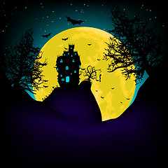 Image showing Haunted House at night with moon. EPS 8