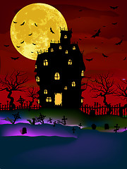 Image showing Haunted House on a Graveyard hill. EPS 8