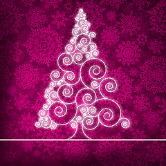 Image showing Christmas card with stylized pink glowing. EPS 8