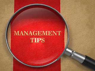 Image showing Management Tips Magnifying Glass on Old Paper.