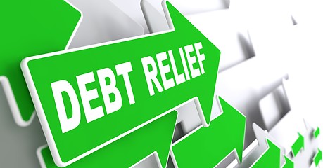 Image showing Debt Relief on Green Direction Arrow Sign.