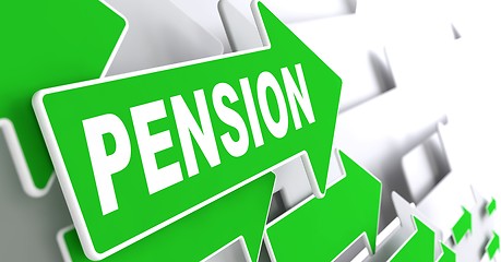 Image showing Pension on Green Direction Arrow Sign.