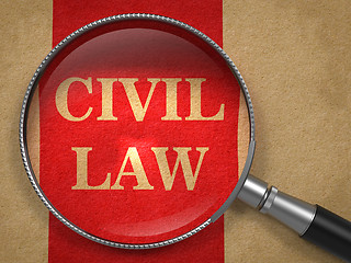 Image showing CIVIL LAW Magnifying Glass on Old Paper.