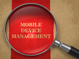 Image showing Mobile Device Management. Magnifying Glass.