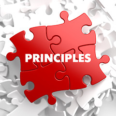 Image showing Principles - Concept on Red Puzzle.
