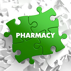 Image showing Pharmacy - Concept on Green Puzzle.