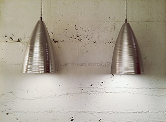 Image showing Two modern metal lamps