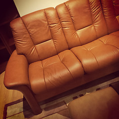 Image showing Contemporary brown leather sofa