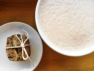 Image showing Cup of hot chocolate and cookie