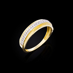 Image showing Gold ring with diamonds