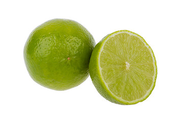 Image showing Fresh lime and slice, Isolated on white background 