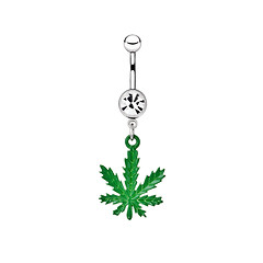 Image showing Silver piercing in the shape of marijuana