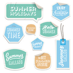 Image showing Summer holiday vacation stickers and labels