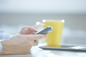 Image showing Hands of smartphone user