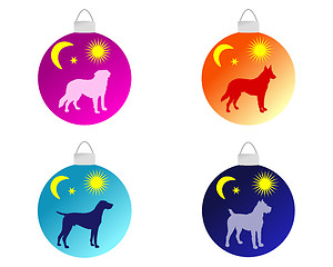 Image showing Christmas tree bauble with different dog motifs