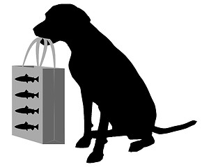 Image showing Dog shopping fish