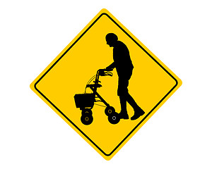 Image showing People with rollator warning sign