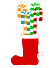 Image showing One big Santa Claus boot with licorice