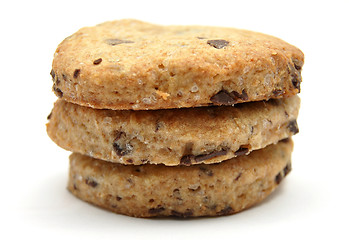 Image showing Chocolate wholemeal cookies on white