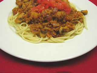 Image showing Bulgur wheat groats with noodles and tomatoes