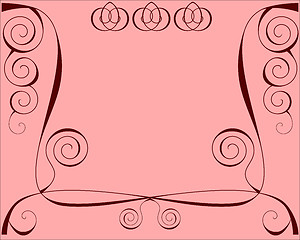 Image showing Design background with lines and spirals on pink