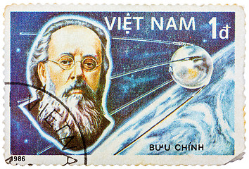 Image showing Stamp printed in the Vietnam shows Konstantin Tsiolkovsky, 1st M