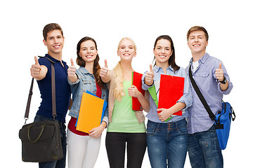 Image showing group of smiling students showing thumbs up