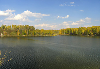 Image showing Autumn view of lake and forest