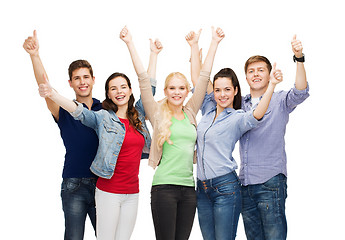 Image showing group of smiling students showing thumbs up