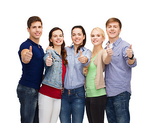 Image showing group of smiling students showing thumbs up