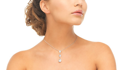 Image showing woman wearing shiny diamond necklace