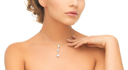 Image showing woman wearing shiny diamond pendant