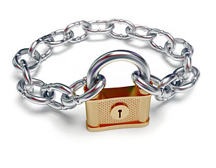 Image showing Padlock and chain