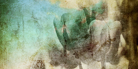 Image showing tulips on toned and stained texture