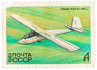 Image showing Stamp printed by Russia shows plane glider