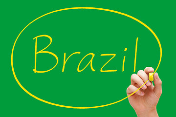 Image showing Brazil Handwriting Yellow Marker