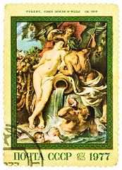 Image showing Postage stamp printed in Russia, shows a painting by Rubens from