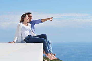 Image showing happy young romantic couple have fun relax