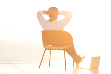 Image showing relaxed young man at home on balcony