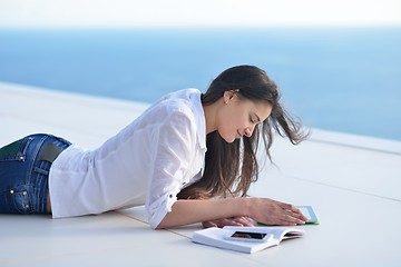 Image showing relaxed young woman at home