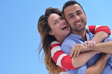 Image showing happy young romantic couple have fun relax