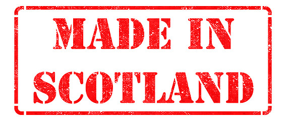 Image showing Made in Scotland - inscription on Red Rubber Stamp.