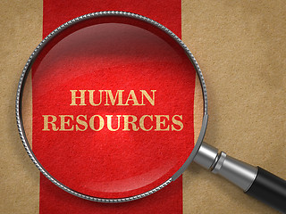 Image showing Human Resources Magnifying Glass on Old Paper.