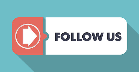 Image showing Follow Us on Turquoise in Flat Design.