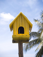 Image showing Yellow birdhouse